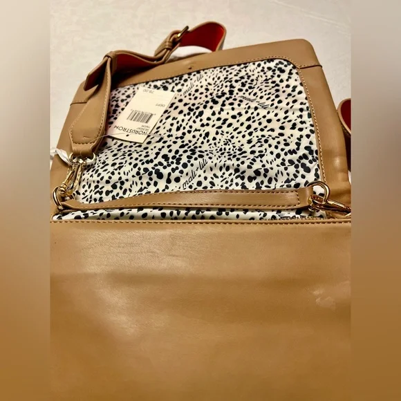 Mali + Lili Tan Crossbody Bag with Orange Strap - Picture 12 of 13